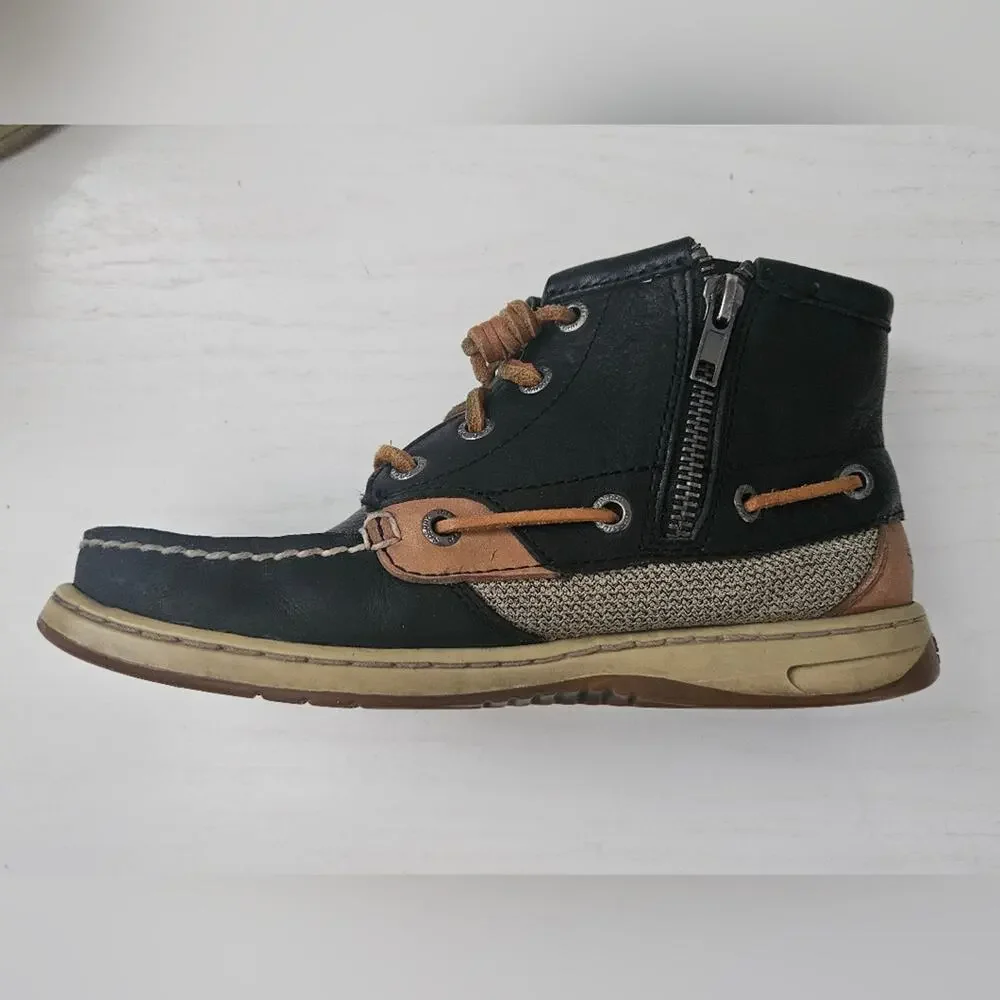 Sperry Top-Sider‎ kids Lace Up Boots Shoes Size 5.5M Navy and Brown Leather